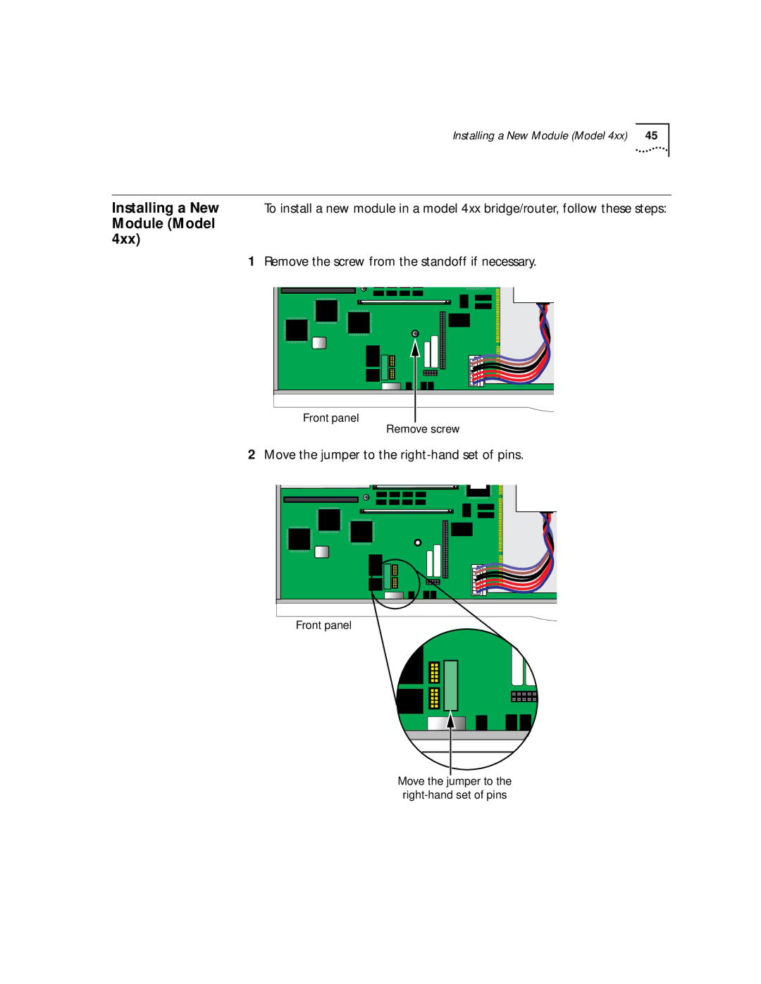 3Com NETBuilder SI, SuperStack II manual Module Model, Remove the screw from the standoff if necessary 