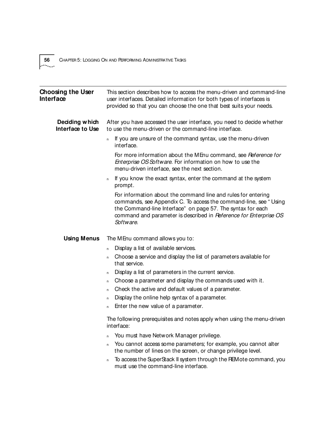 3Com SuperStack II, NETBuilder SI manual Logging on and Performing Administrative Tasks 