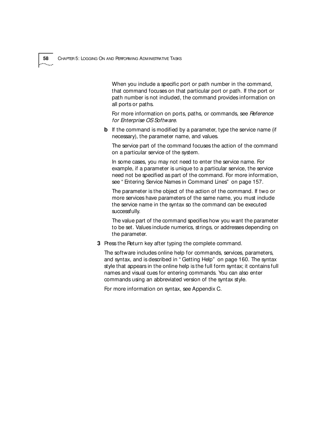 3Com SuperStack II, NETBuilder SI manual For more information on syntax, see Appendix C 