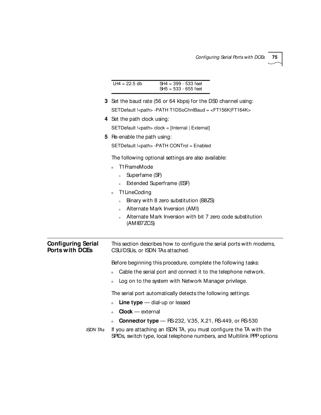 3Com NETBuilder SI, SuperStack II manual Set the baud rate 56 or 64 kbps for the DS0 channel using, Set the path clock using 