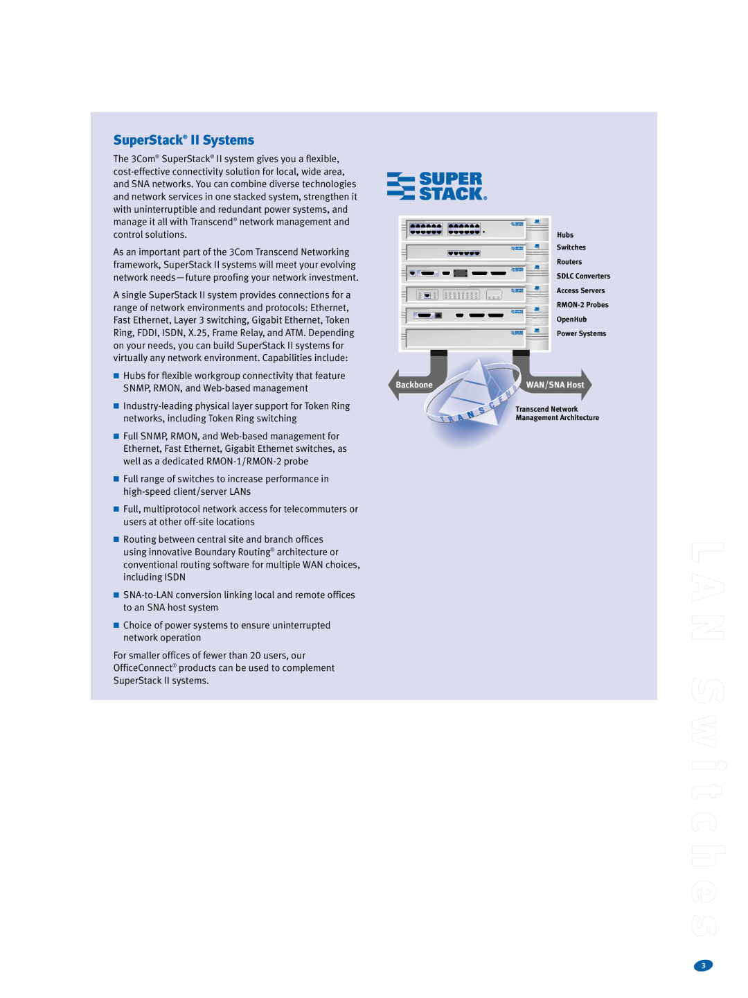 3Com Switches warranty N S w i t c h e s, SuperStack II Systems 