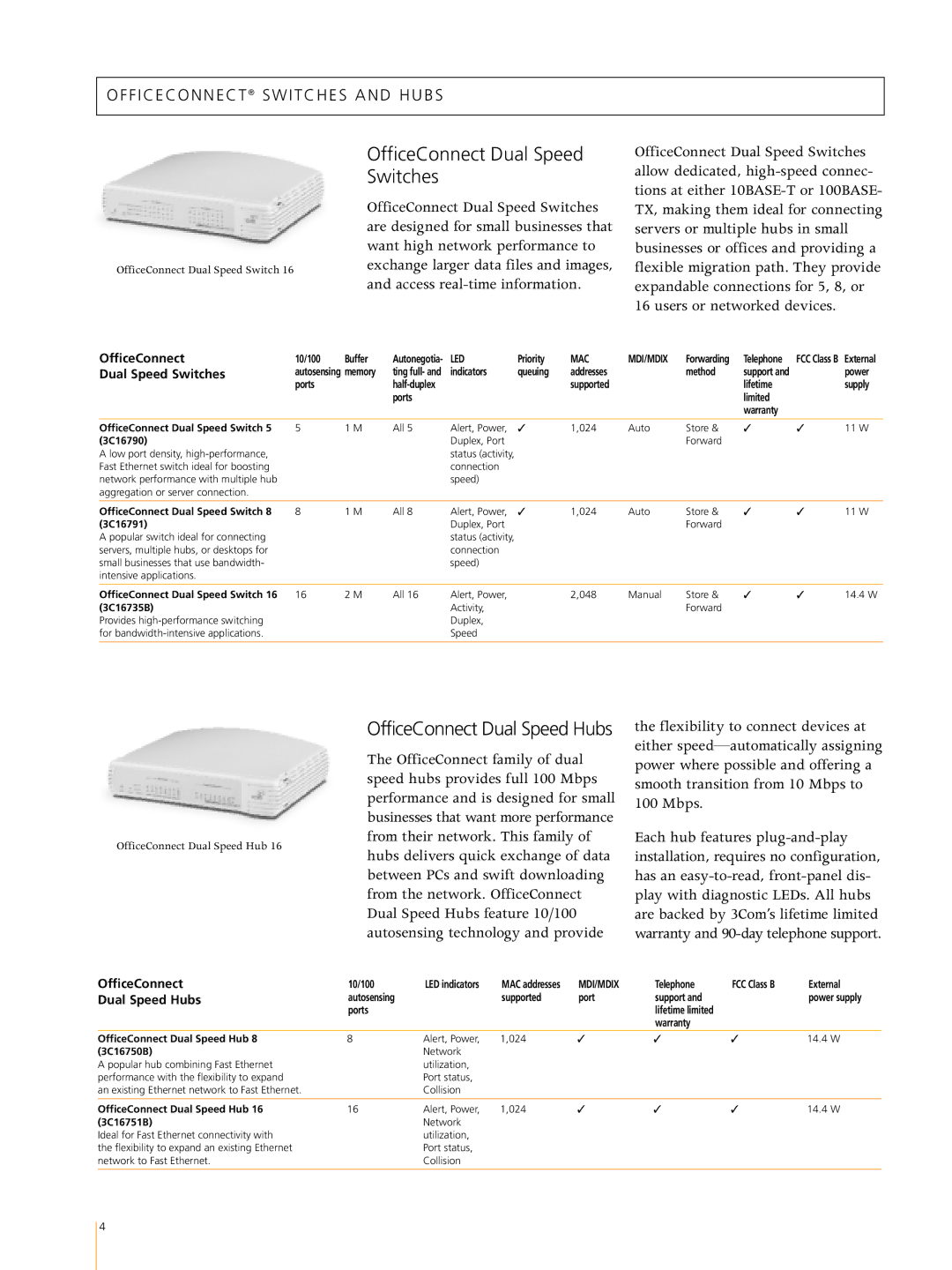 3Com Switches/Hub manual OfficeConnect Dual Speed Switches, OfficeConnect Dual Speed Hub 