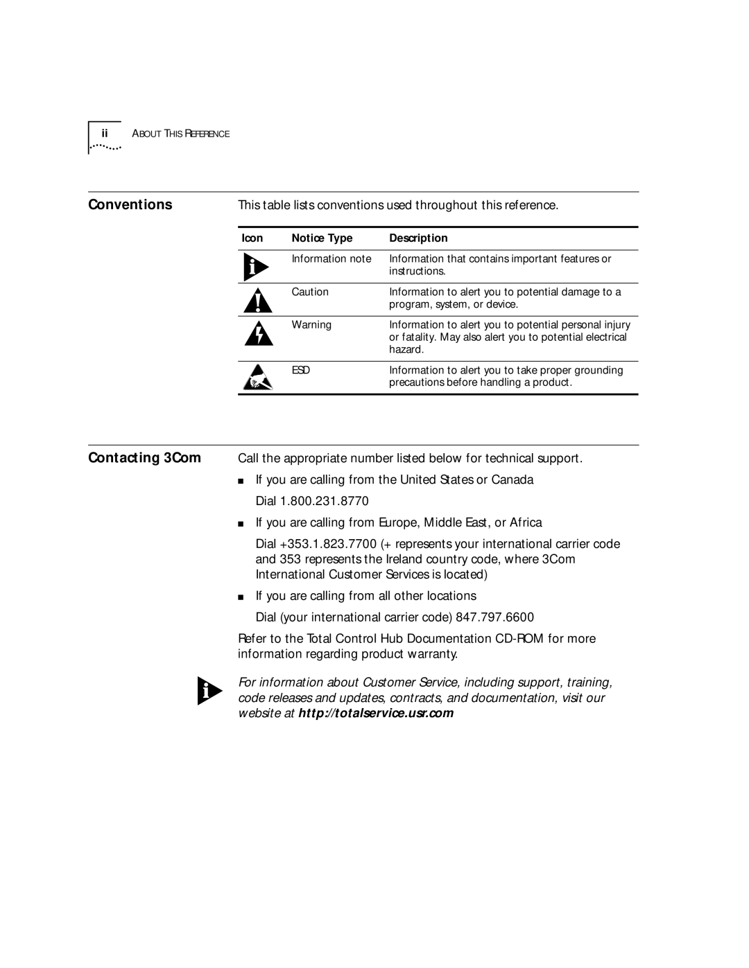 3Com T1/PRI manual Conventions, This table lists conventions used throughout this reference, Icon Description 