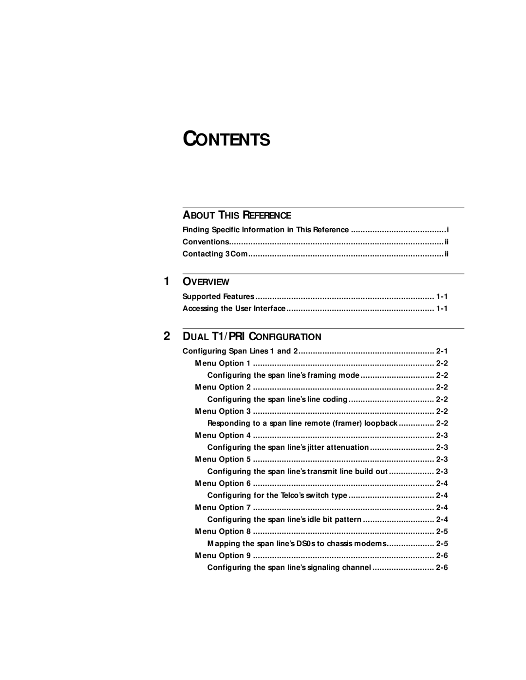 3Com T1/PRI manual Contents 