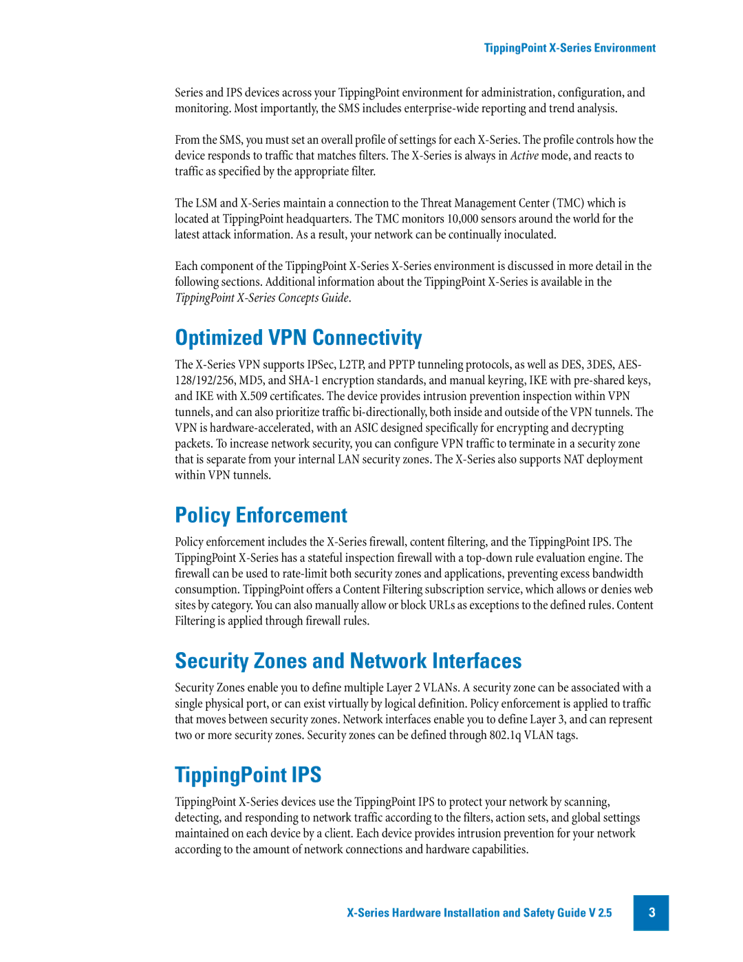 3Com TECHD-0000000122 manual Optimized VPN Connectivity, Policy Enforcement, Security Zones and Network Interfaces 