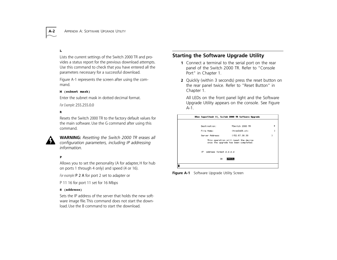 3Com TR manual Starting the Software Upgrade Utility, For Example 