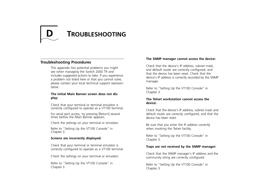 3Com TR manual Troubleshooting Procedures 