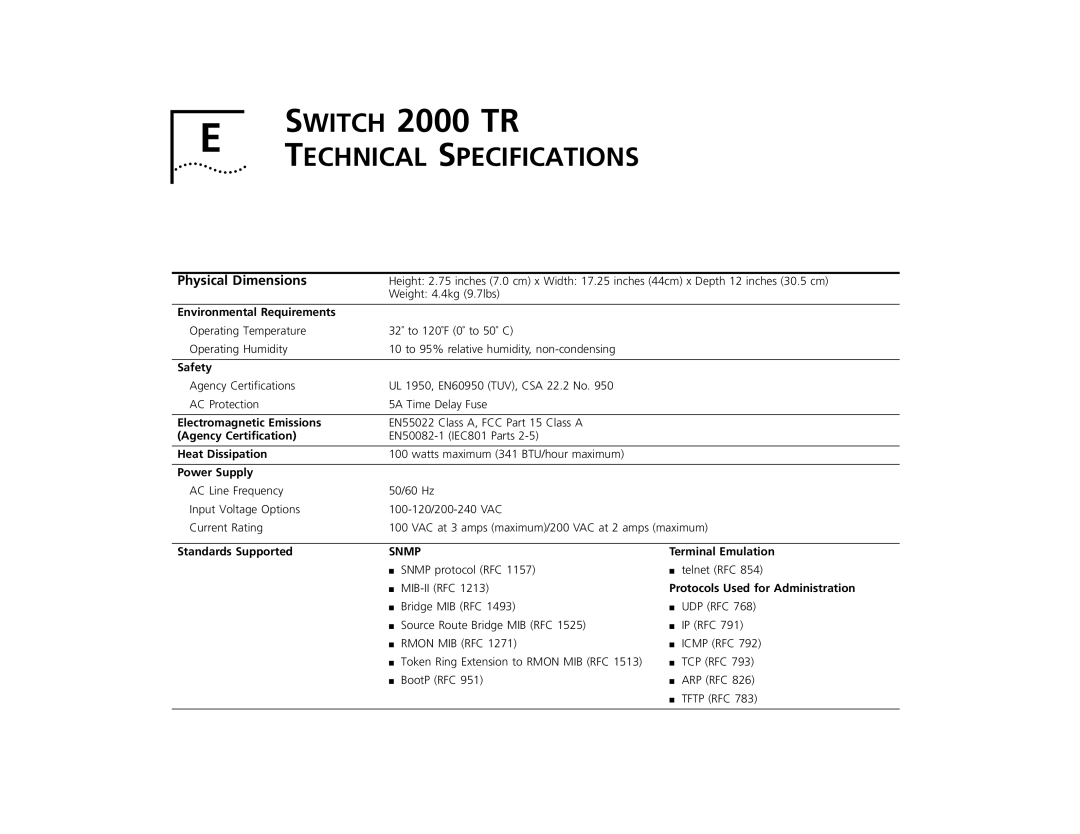 3Com TR manual Physical Dimensions 