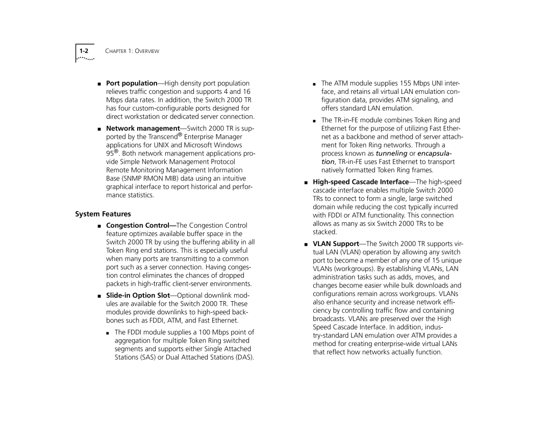 3Com TR manual System Features 