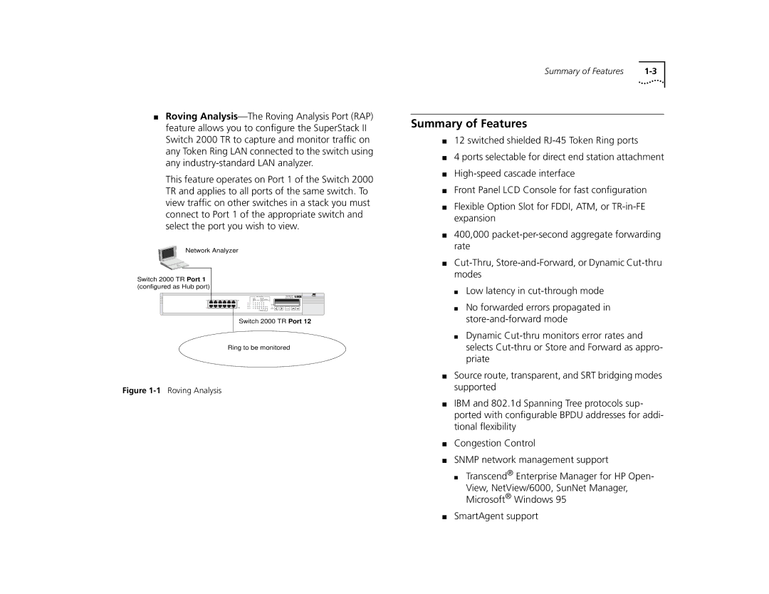 3Com TR manual Summary of Features, Link Status 