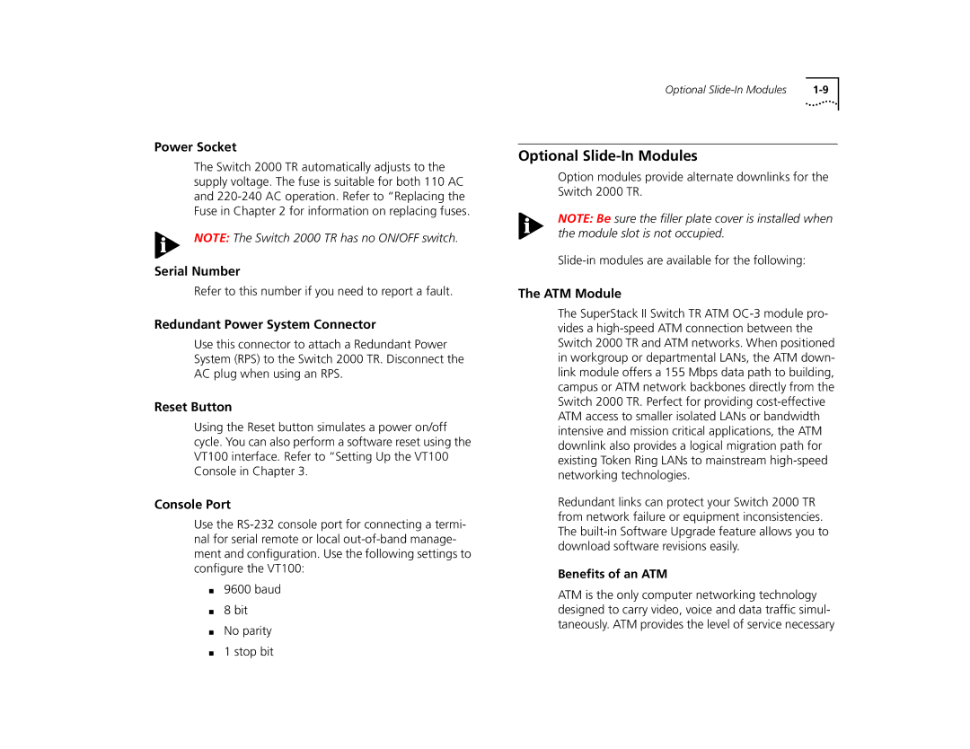 3Com TR manual Optional Slide-In Modules 