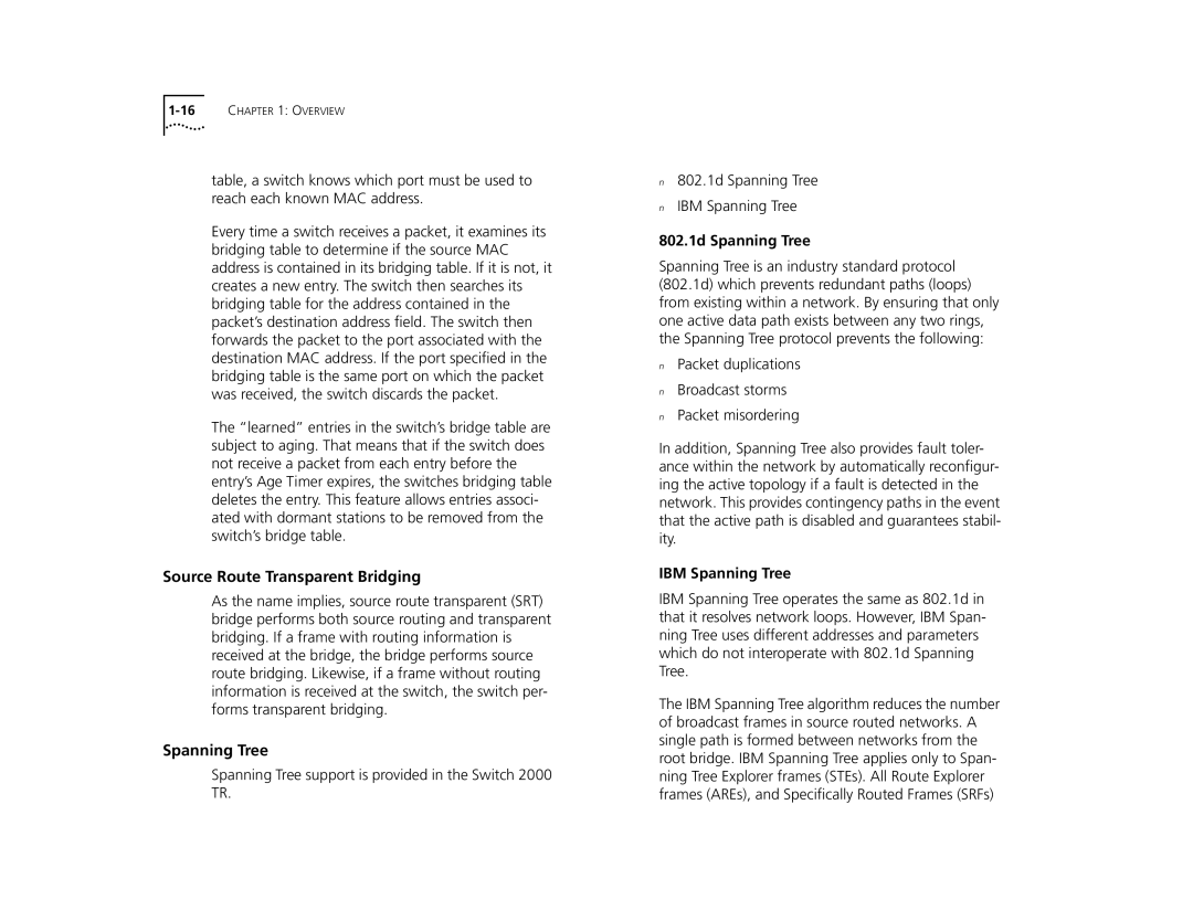 3Com TR manual Source Route Transparent Bridging, 802.1d Spanning Tree, IBM Spanning Tree 