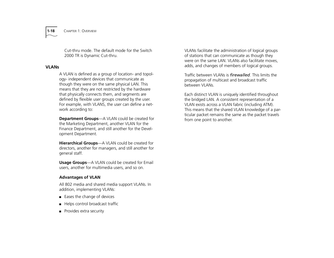 3Com TR manual VLANs, Advantages of Vlan 