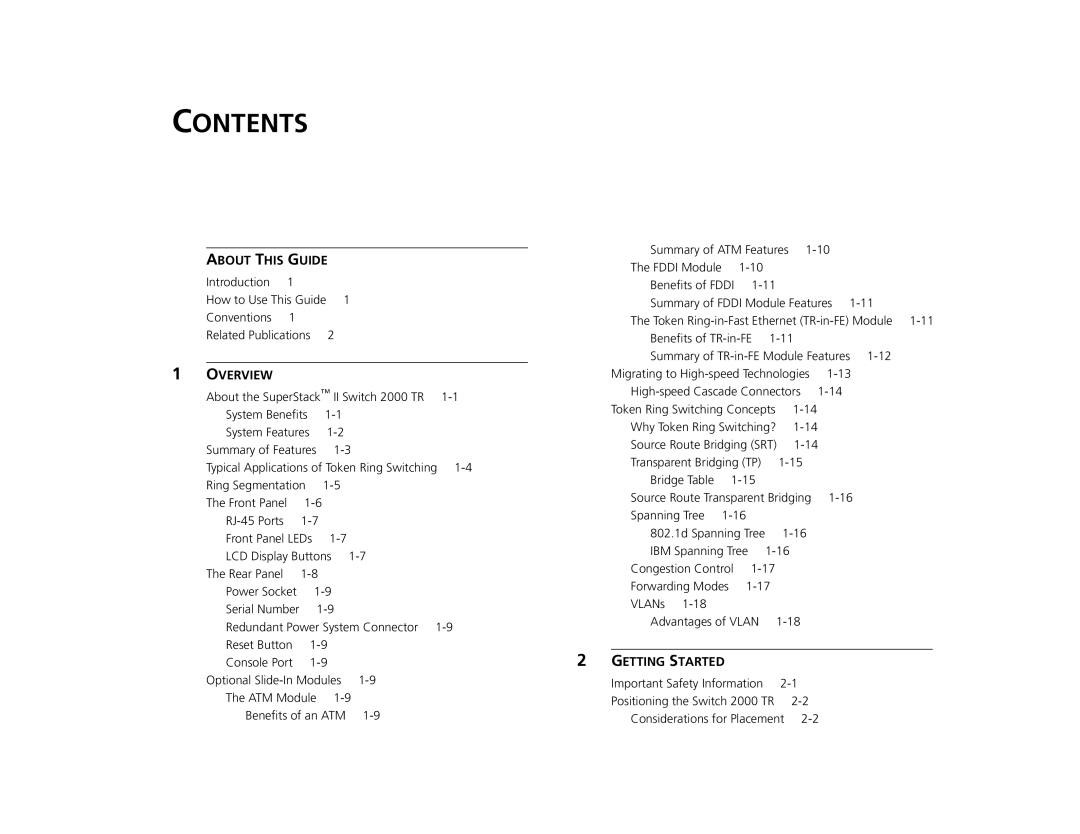 3Com TR manual Contents 