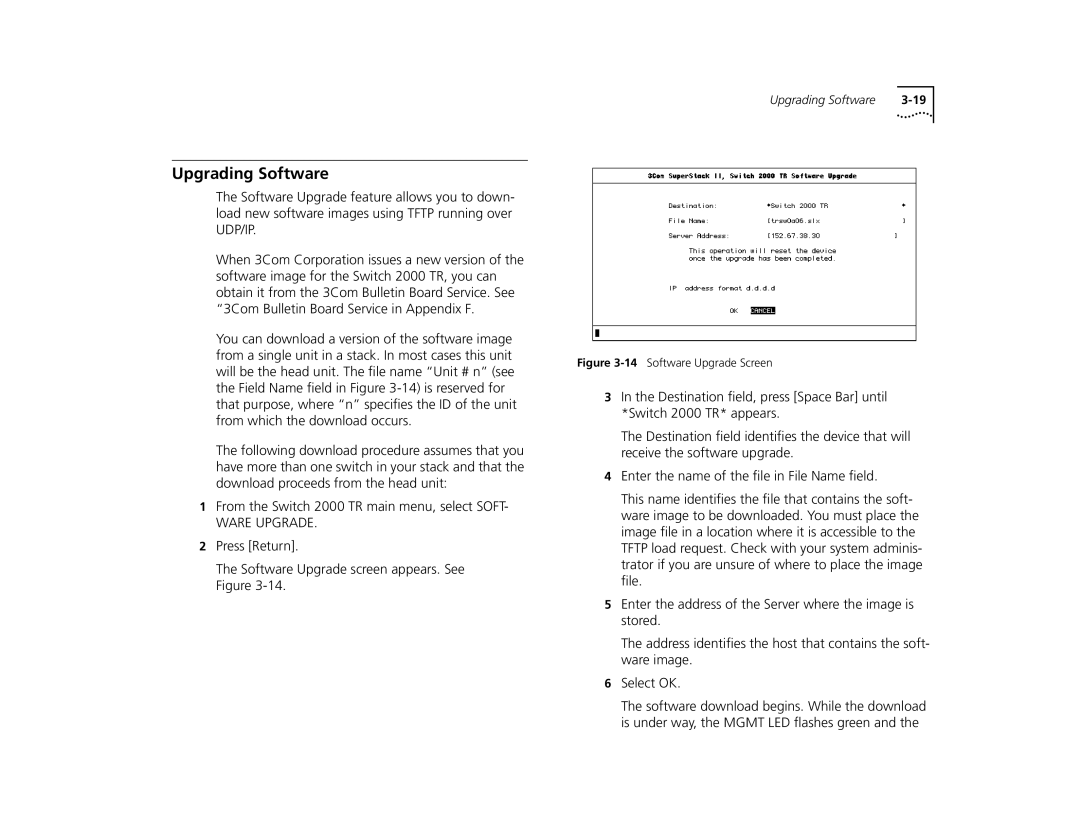 3Com TR manual Upgrading Software, Ware Upgrade 