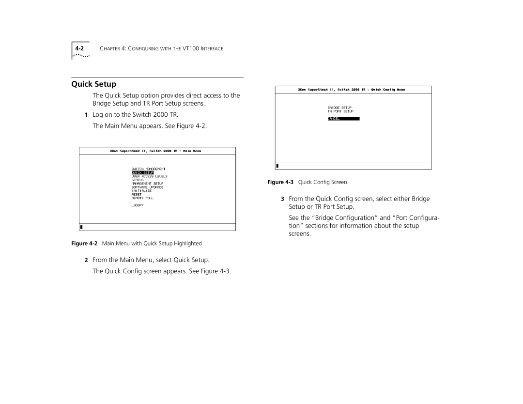 3Com TR manual 2Main Menu with Quick Setup Highlighted 