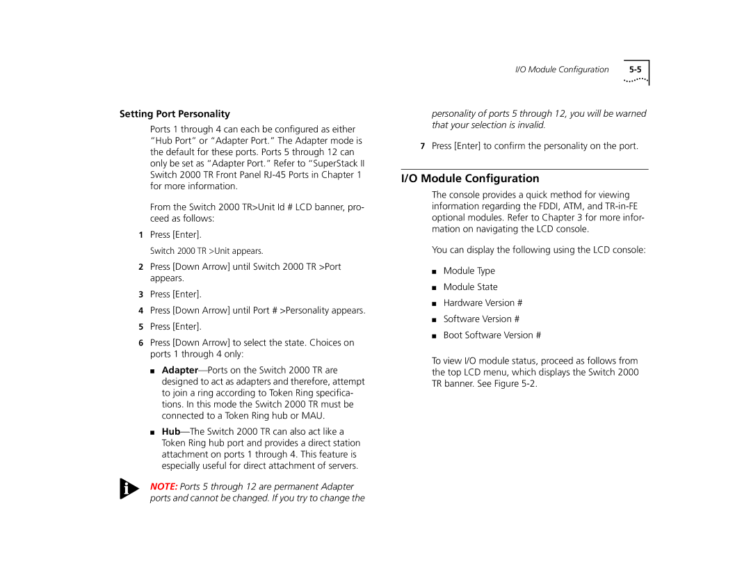 3Com TR manual Press Enter to conﬁrm the personality on the port 