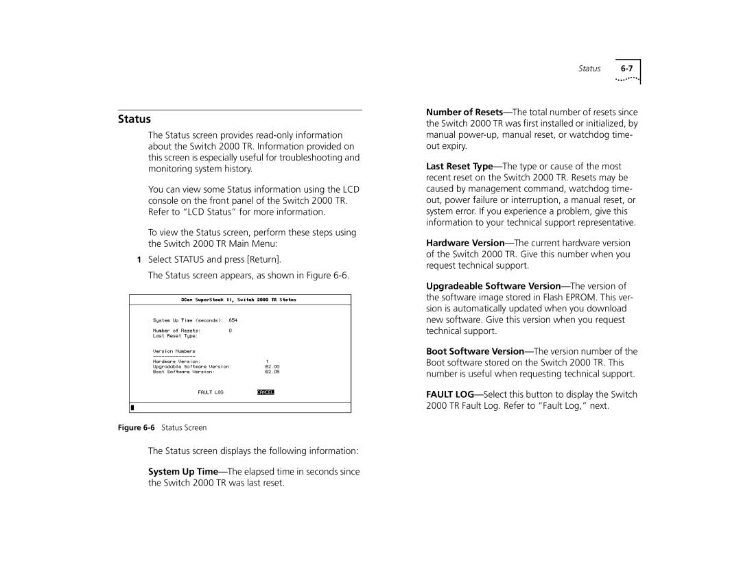 3Com TR manual 6Status Screen 