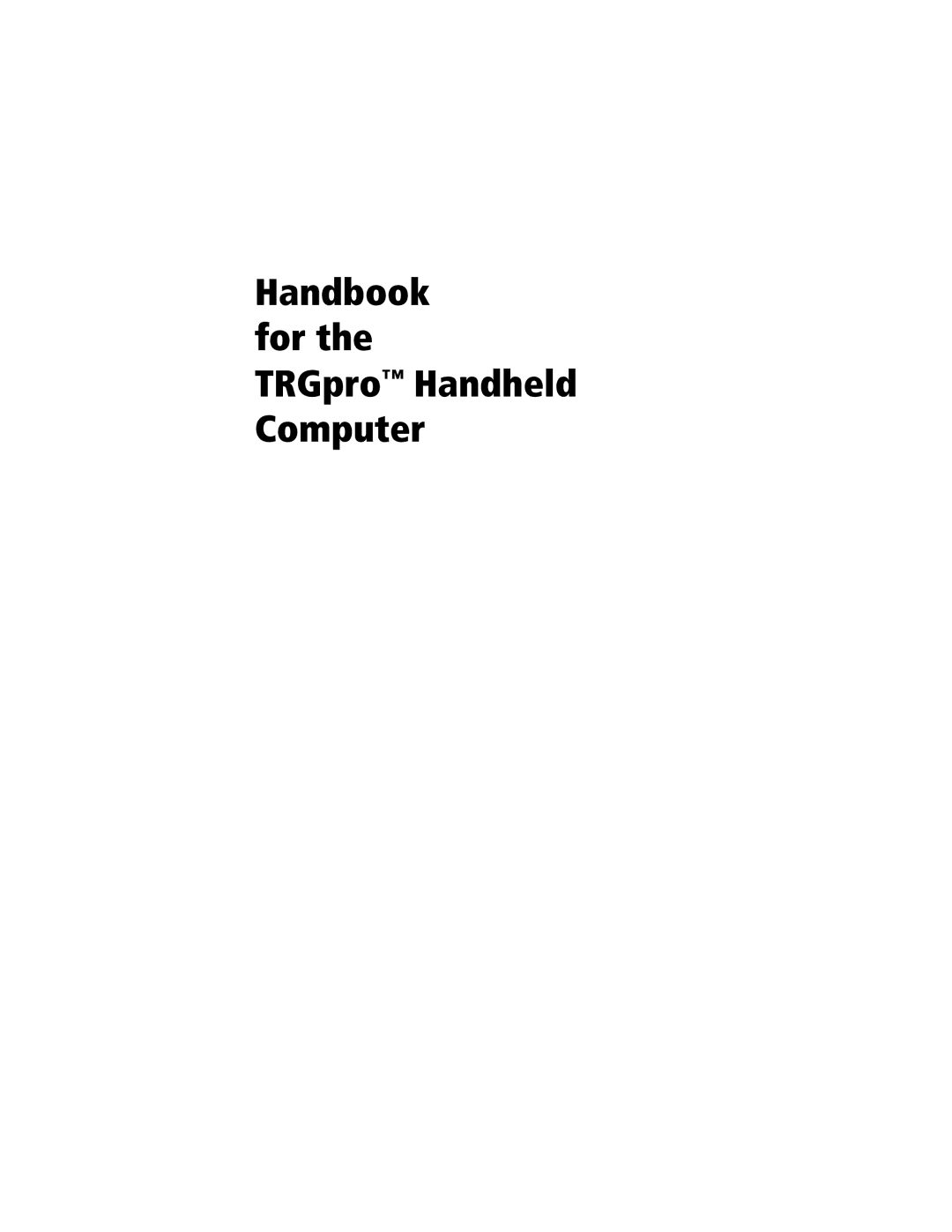 3Com manual Handbook for the TRGpro Handheld Computer 