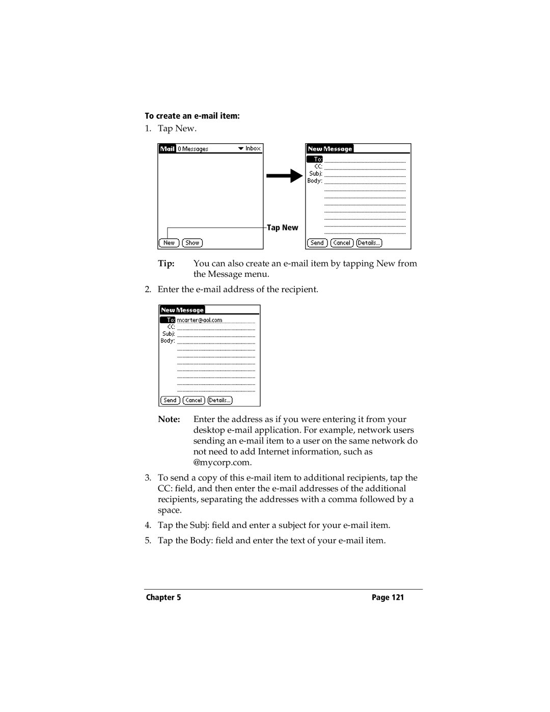 3Com TRGpro manual To create an e-mail item 