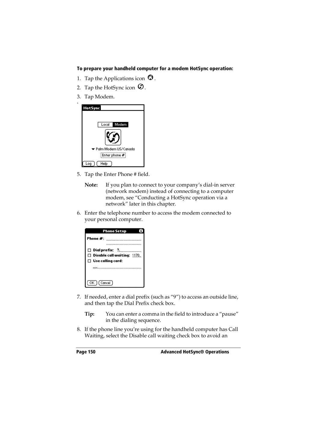 3Com TRGpro manual Advanced HotSync Operations 