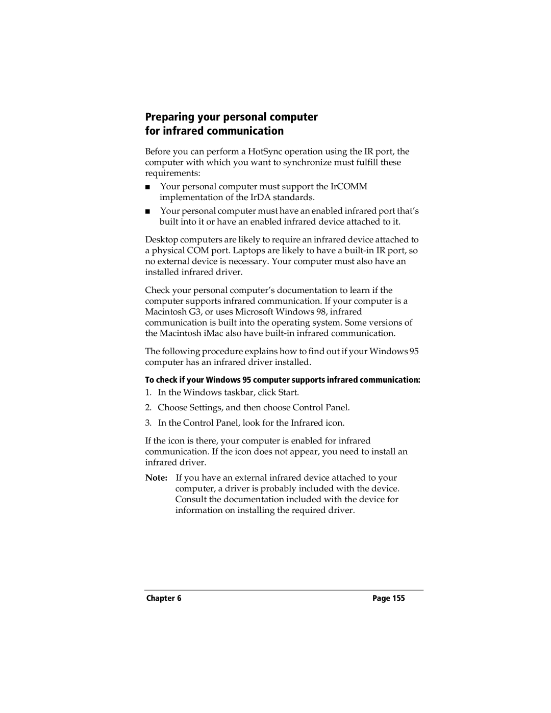 3Com TRGpro manual Preparing your personal computer for infrared communication 