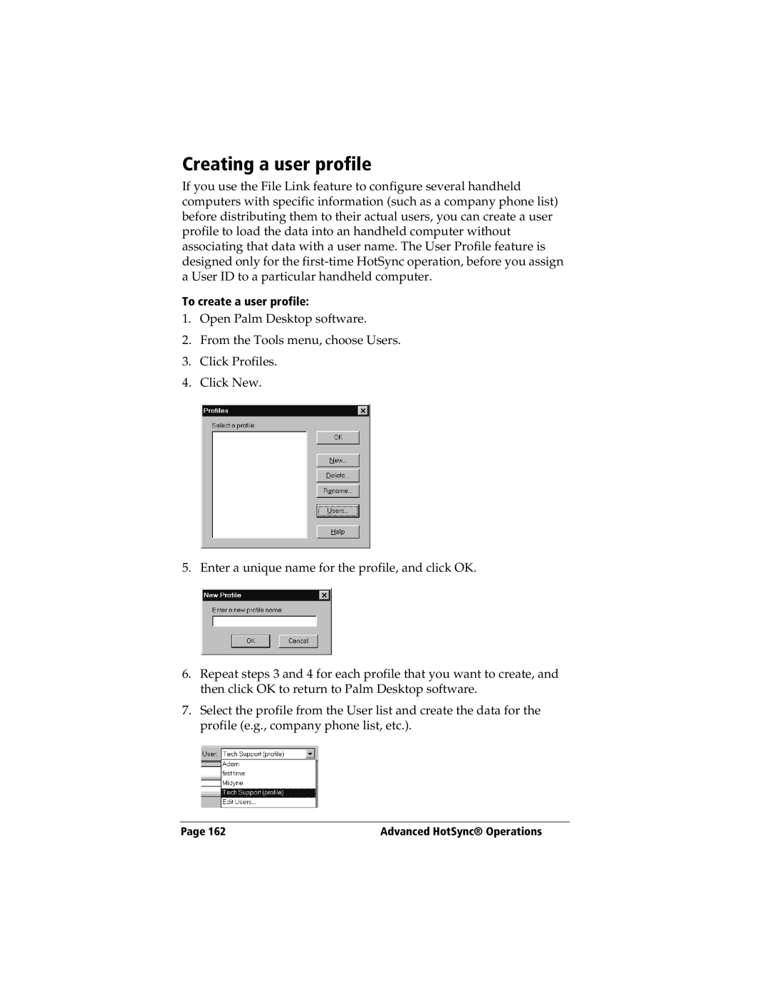 3Com TRGpro manual Creating a user profile, To create a user profile 