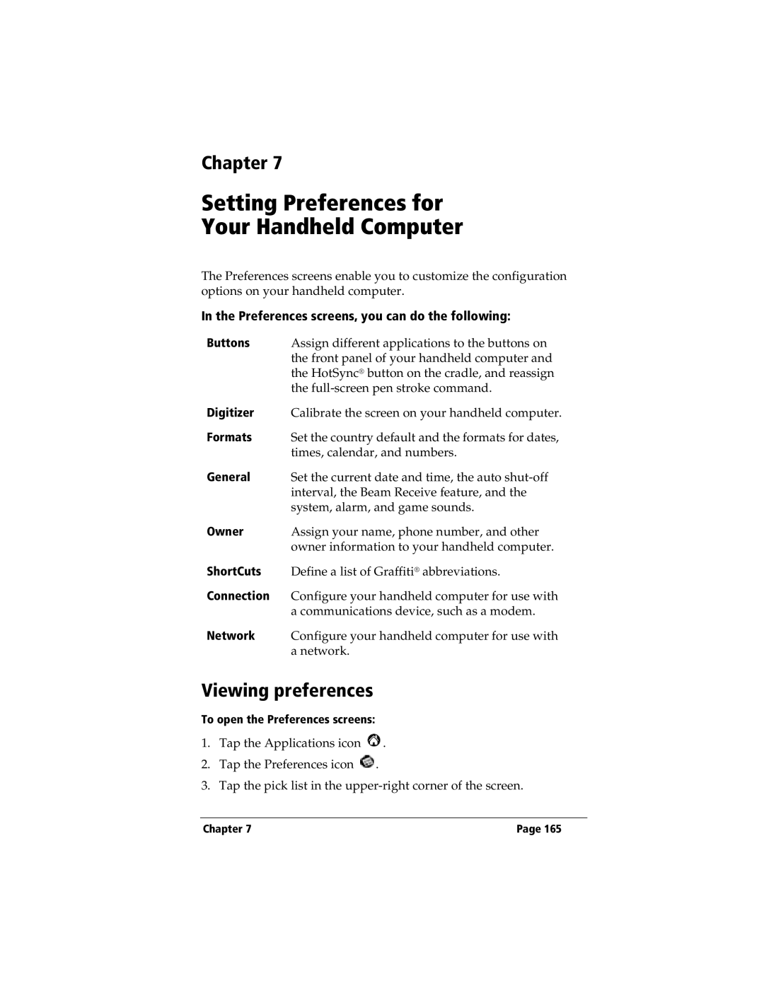 3Com TRGpro manual Viewing preferences, Preferences screens, you can do the following 