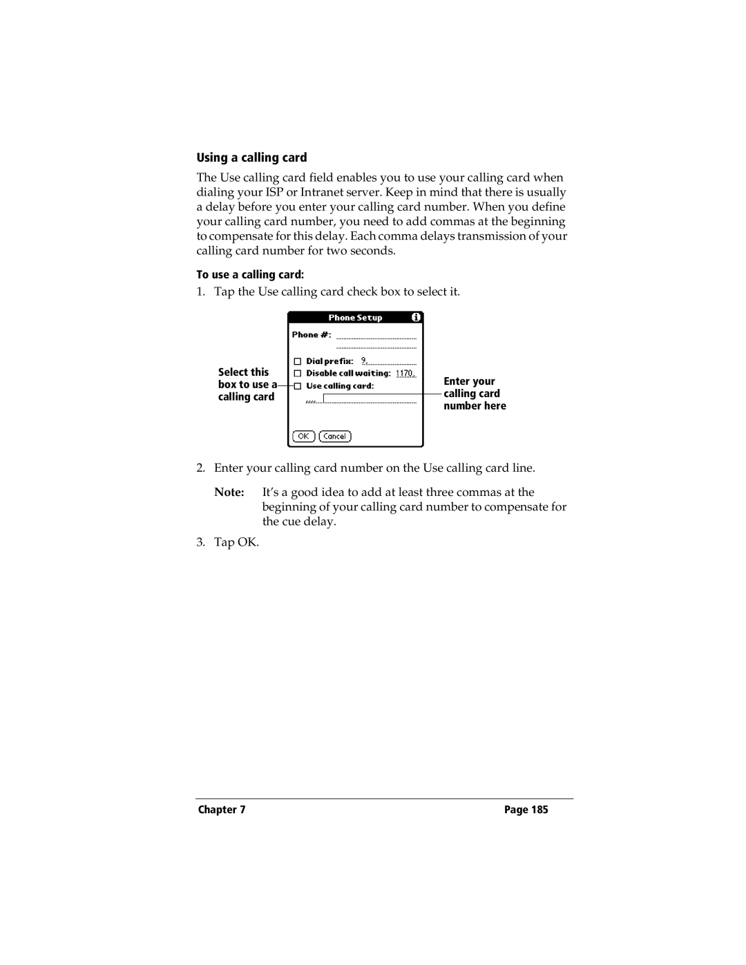 3Com TRGpro manual Using a calling card, To use a calling card 