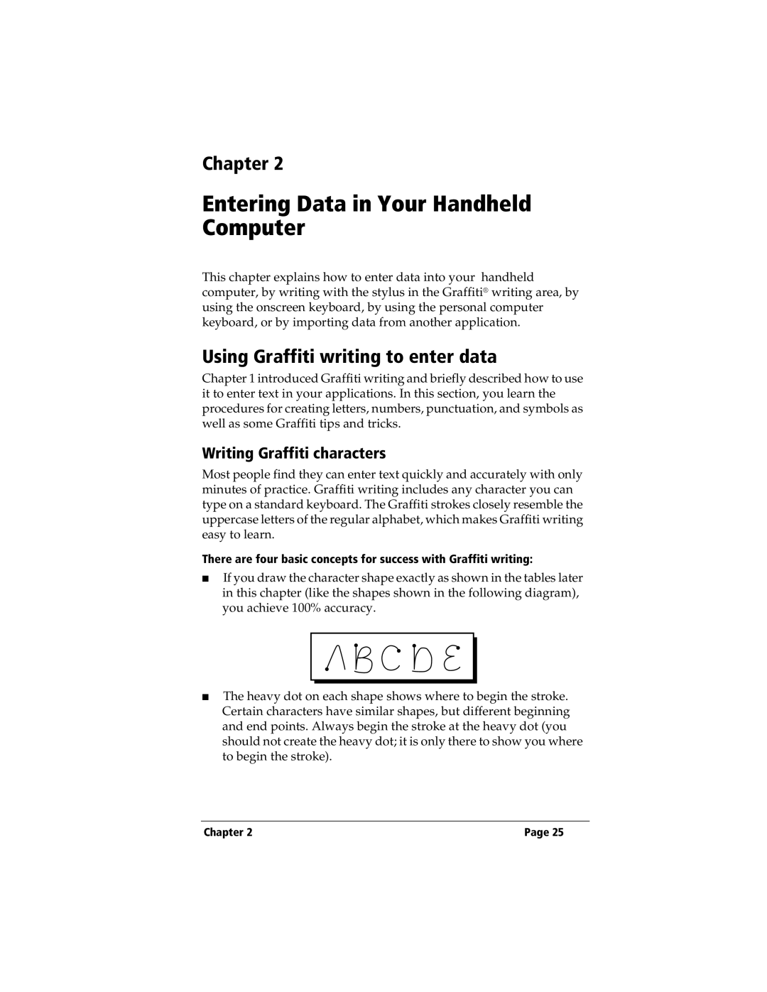 3Com TRGpro manual Using Graffiti writing to enter data, Writing Graffiti characters 