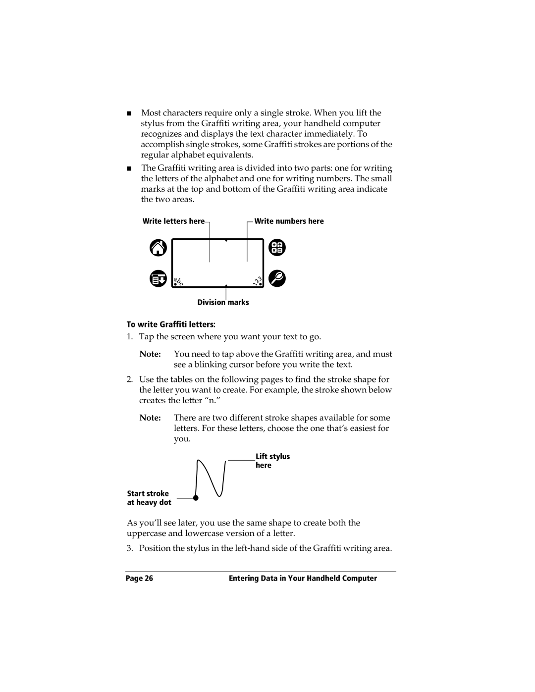 3Com TRGpro manual To write Graffiti letters 