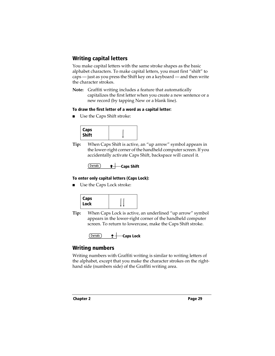 3Com TRGpro manual Writing capital letters, Writing numbers 