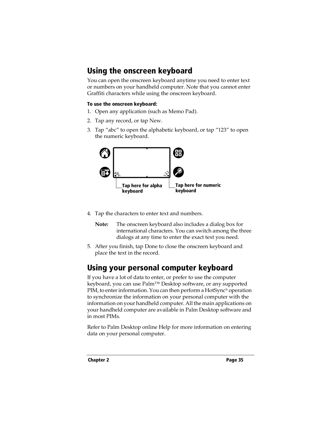 3Com TRGpro manual Using the onscreen keyboard, Using your personal computer keyboard, To use the onscreen keyboard 