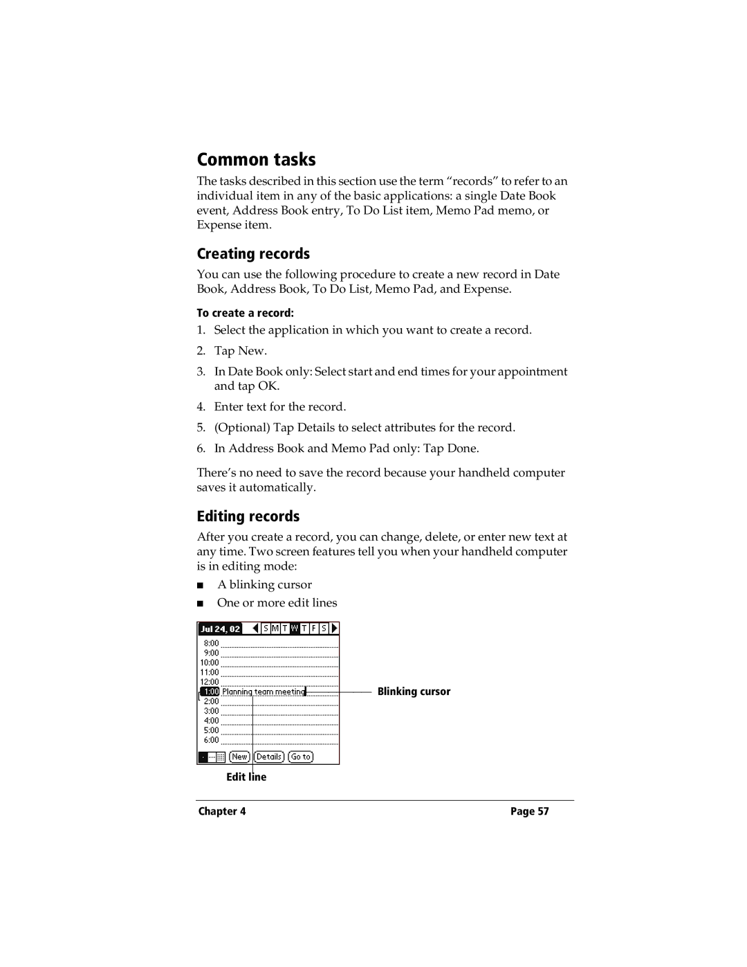 3Com TRGpro manual Common tasks, Creating records, Editing records, To create a record 