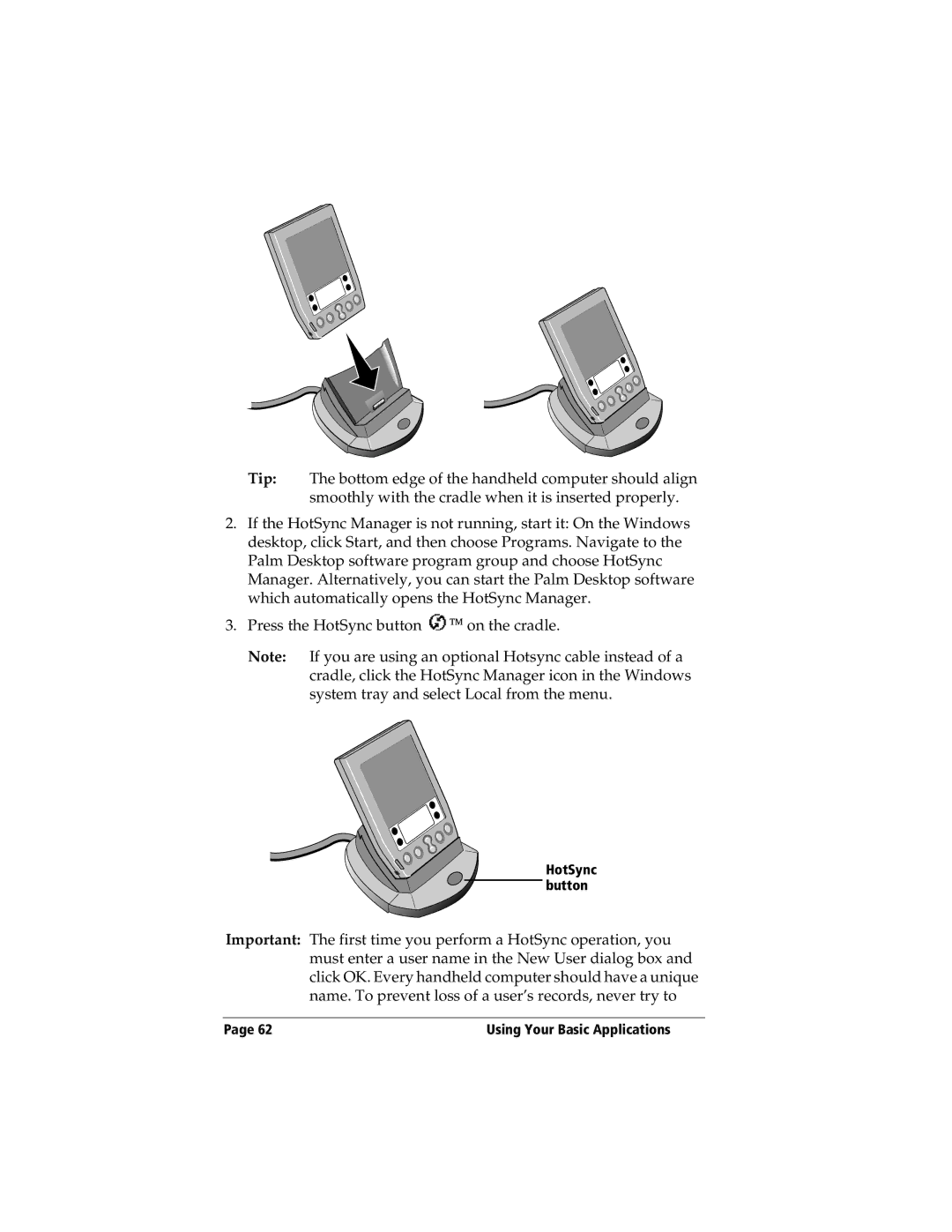 3Com TRGpro manual HotSync button 