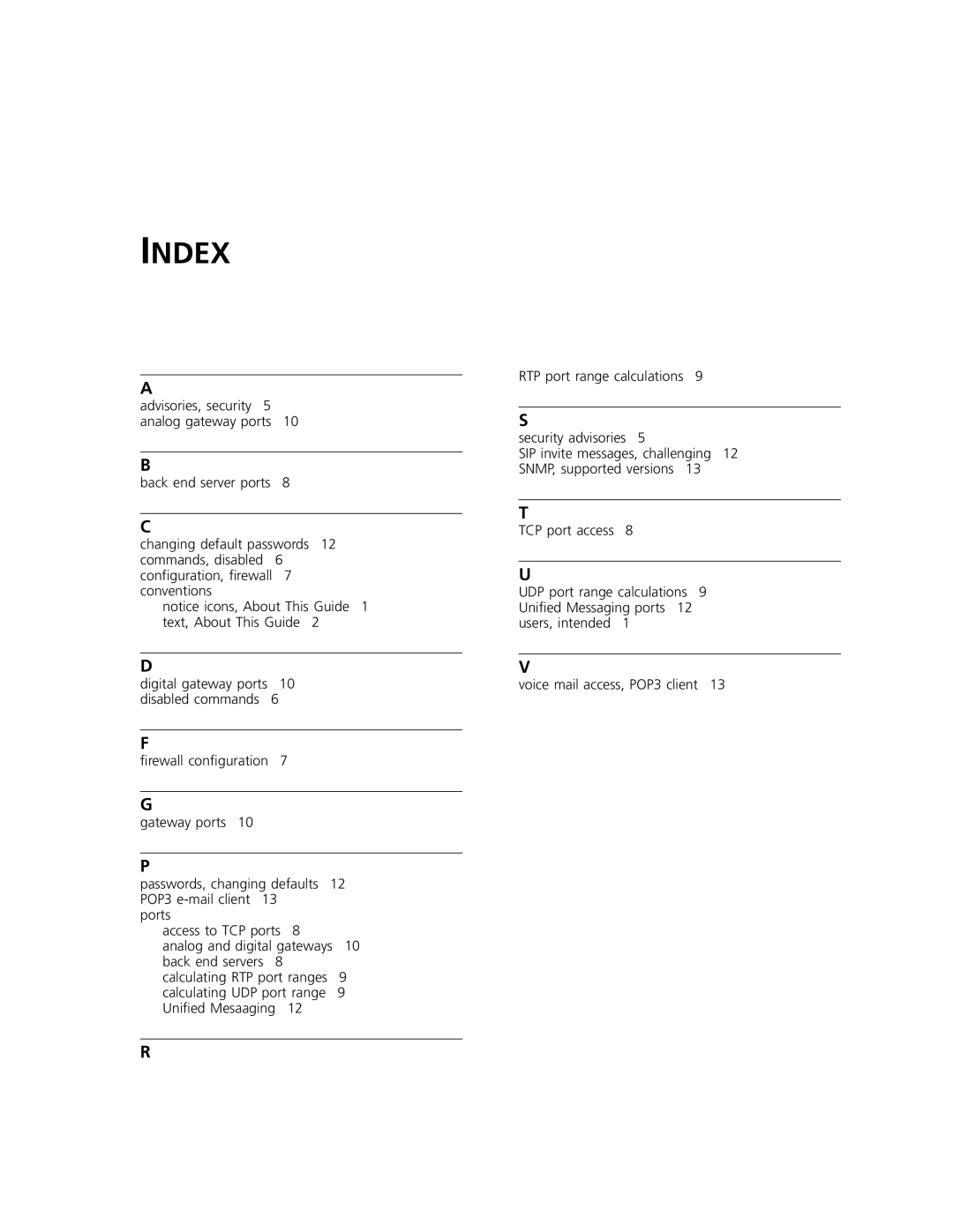 3Com V7000 manual Index 