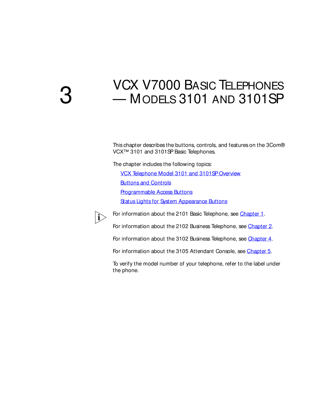 3Com V7000 manual Models 3101 and 3101SP 