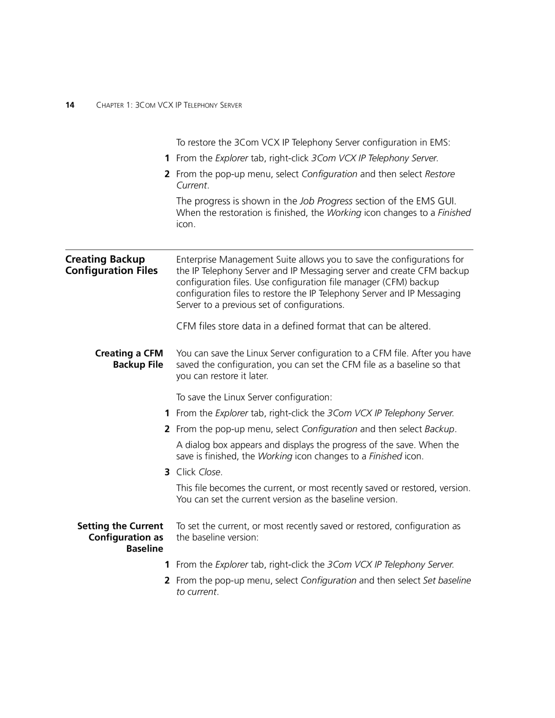 3Com V7000 manual Configuration as Baseline version 