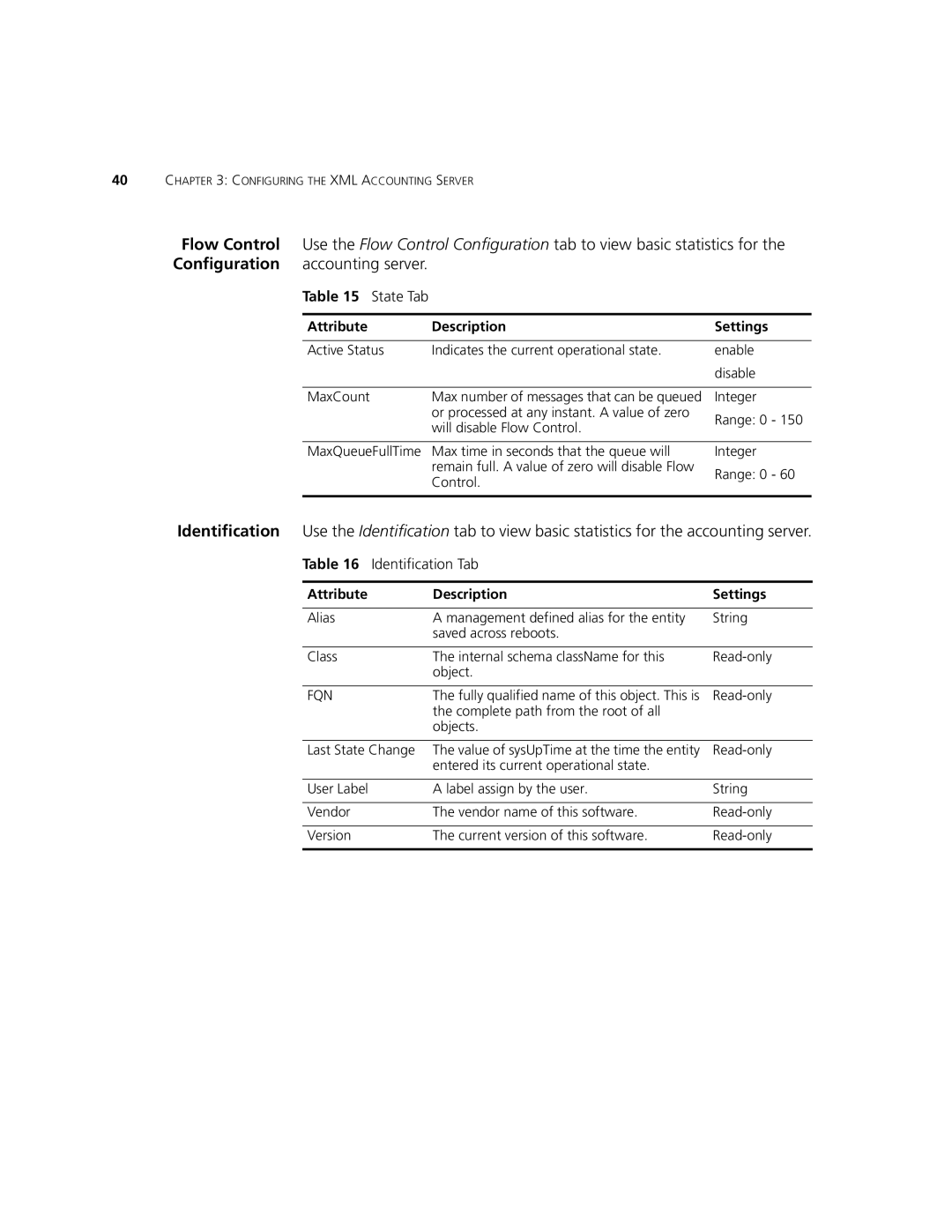 3Com V7000 manual State Tab Attribute Description Settings 