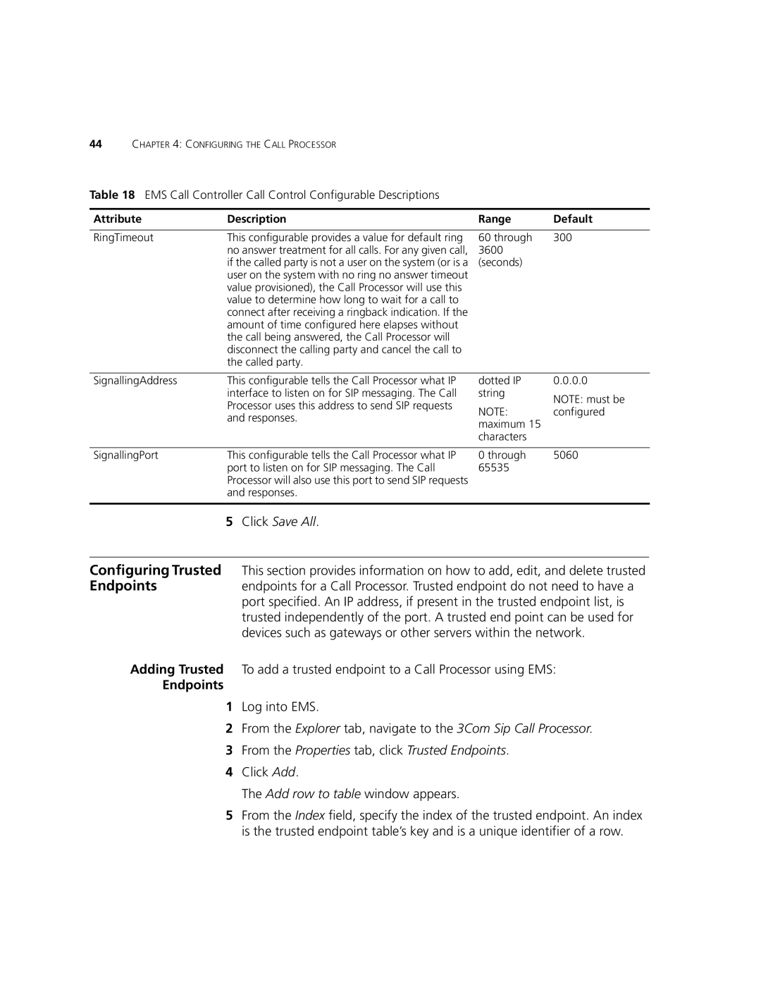 3Com V7000 manual Endpoints, Click Add Add row to table window appears 