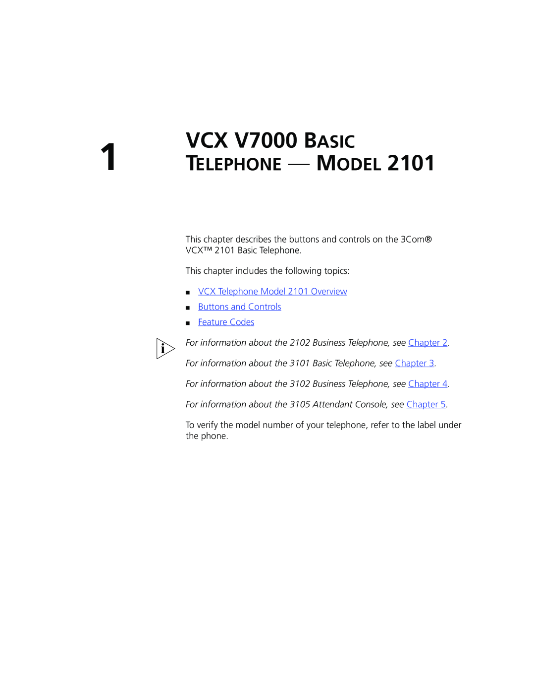 3Com manual VCX V7000 BASIC, Telephone - Model, VCX Telephone Model 2101 Overview Buttons and Controls Feature Codes 