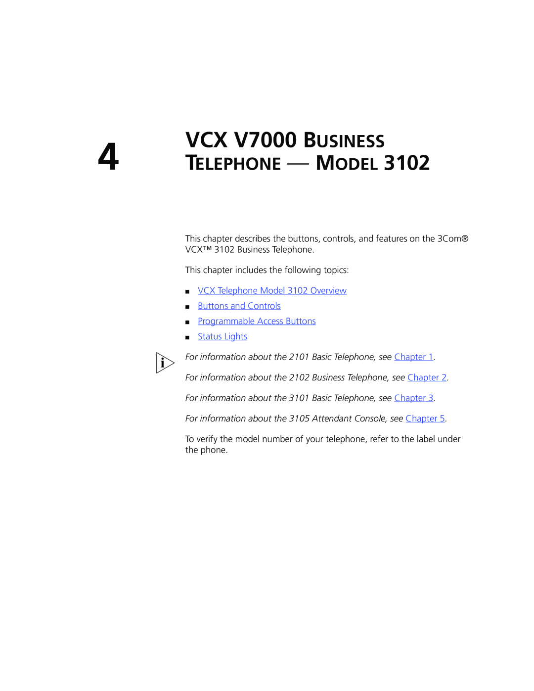 3Com manual VCX V7000 BUSINESS, Telephone - Model, VCX Telephone Model 3102 Overview Buttons and Controls 