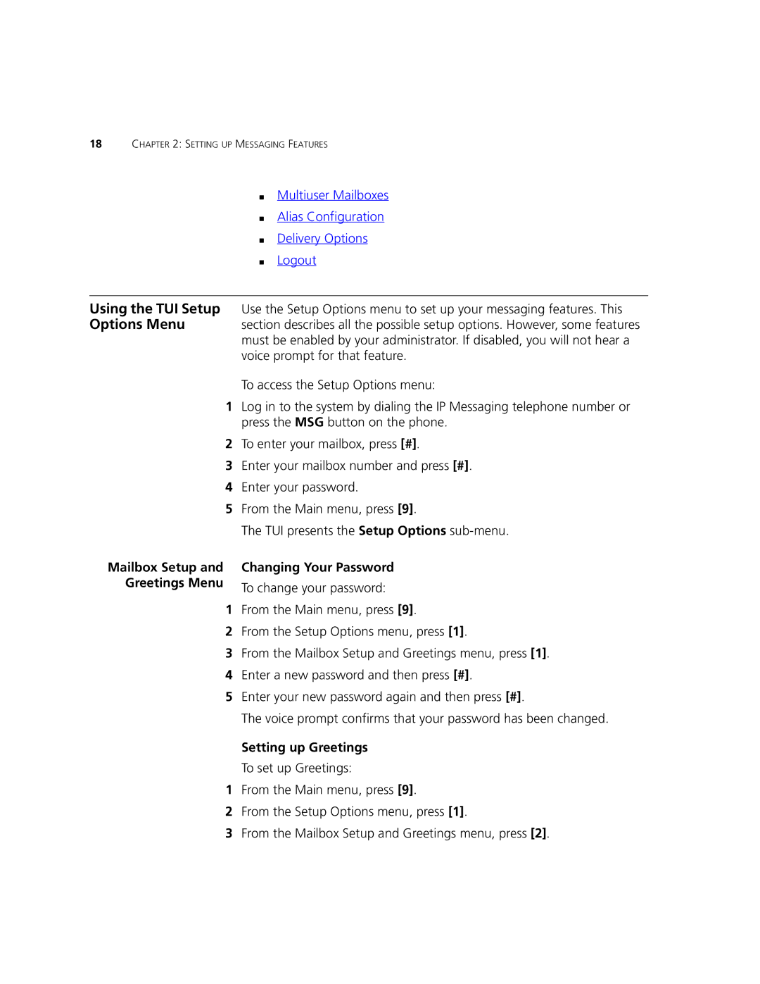 3Com V7350 manual Greetings Menu, Setting up Greetings 