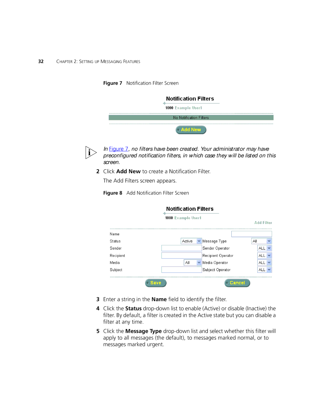 3Com V7350 manual Notification Filter Screen 