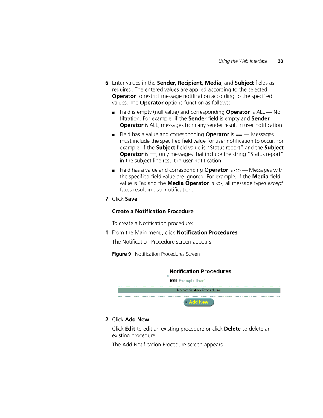 3Com V7350 manual Create a Notification Procedure, To create a Notification procedure 