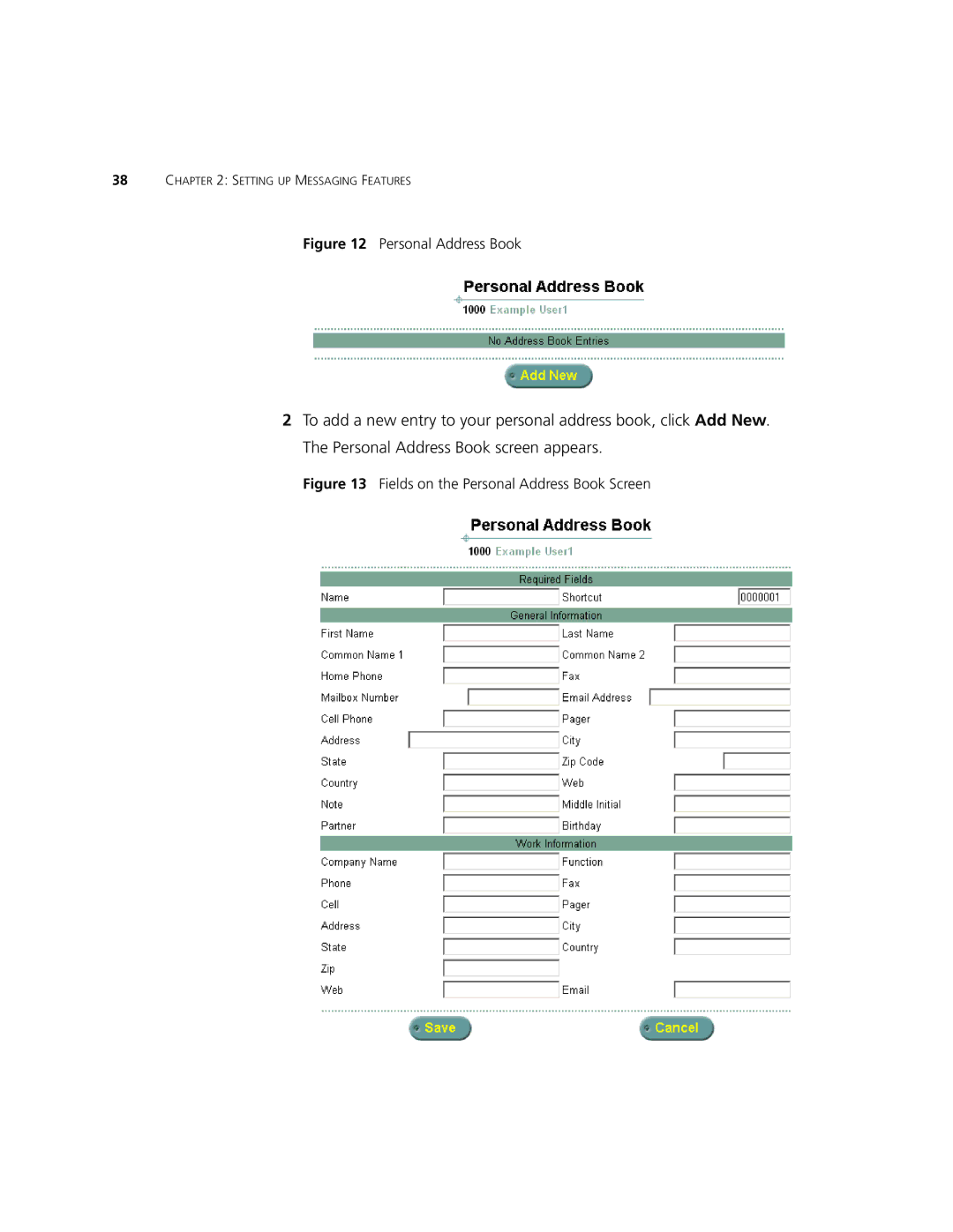 3Com V7350 manual Fields on the Personal Address Book Screen 