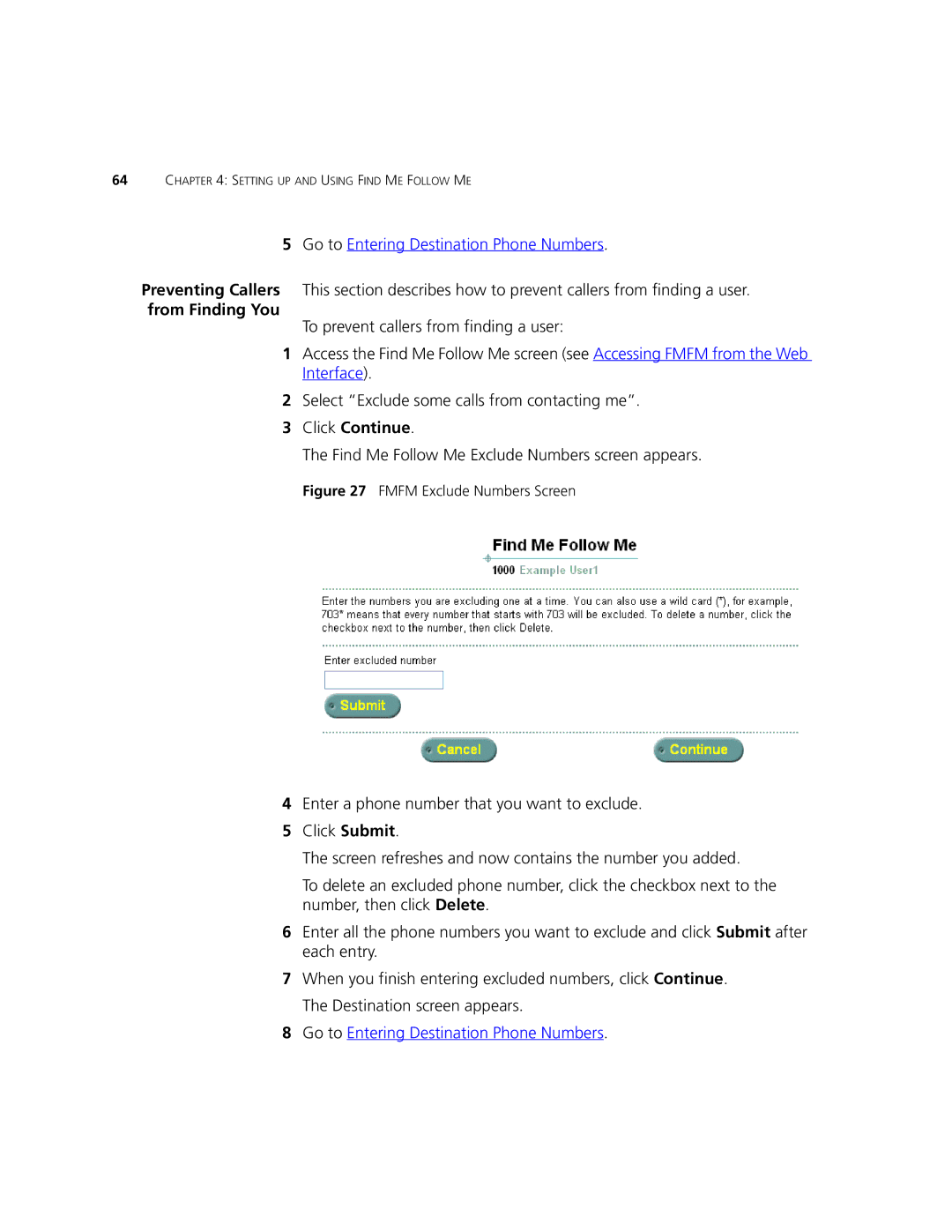 3Com V7350 manual From Finding You, Fmfm Exclude Numbers Screen 