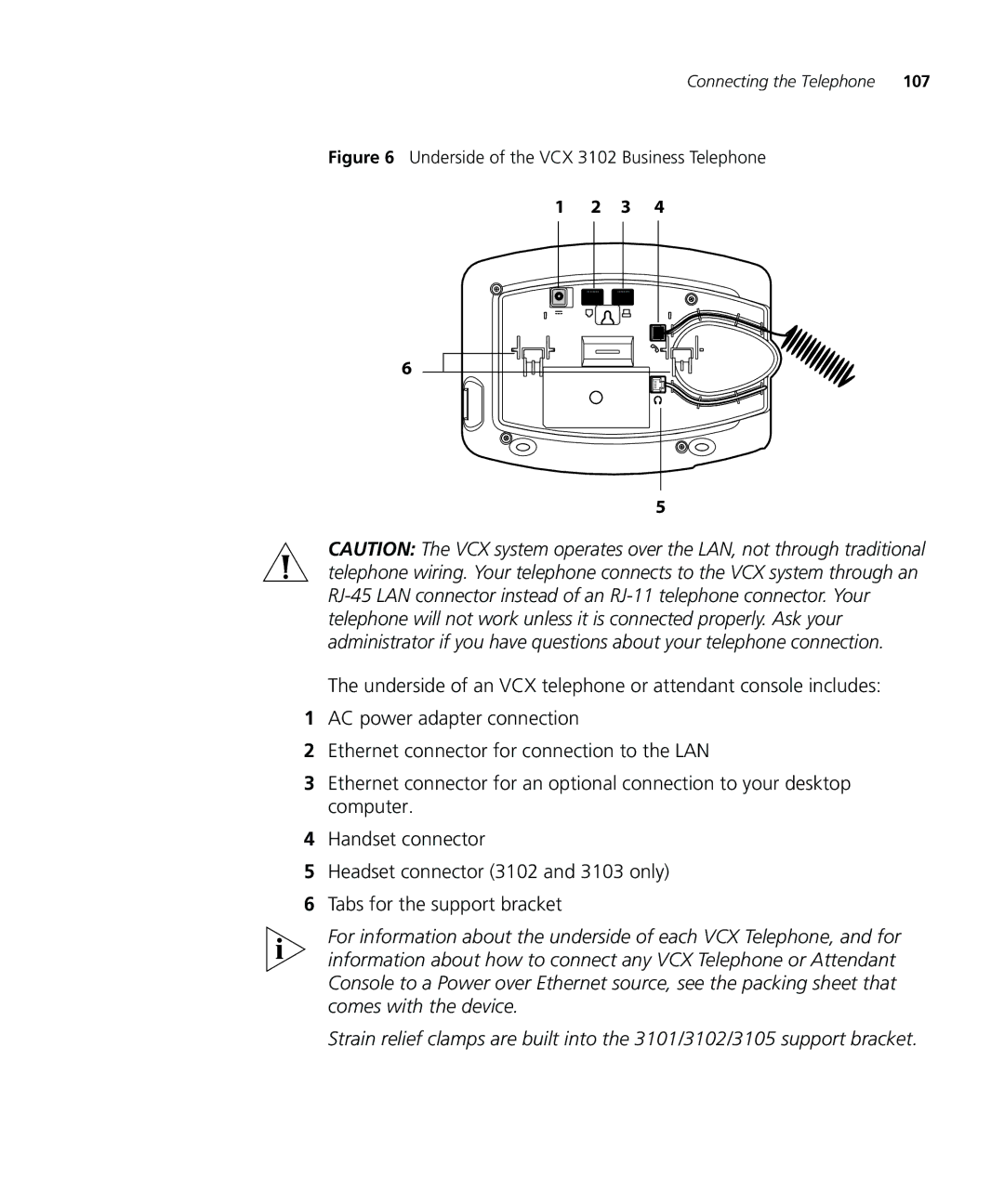 3Com VCX V7000 IP manual Underside of the VCX 3102 Business Telephone 