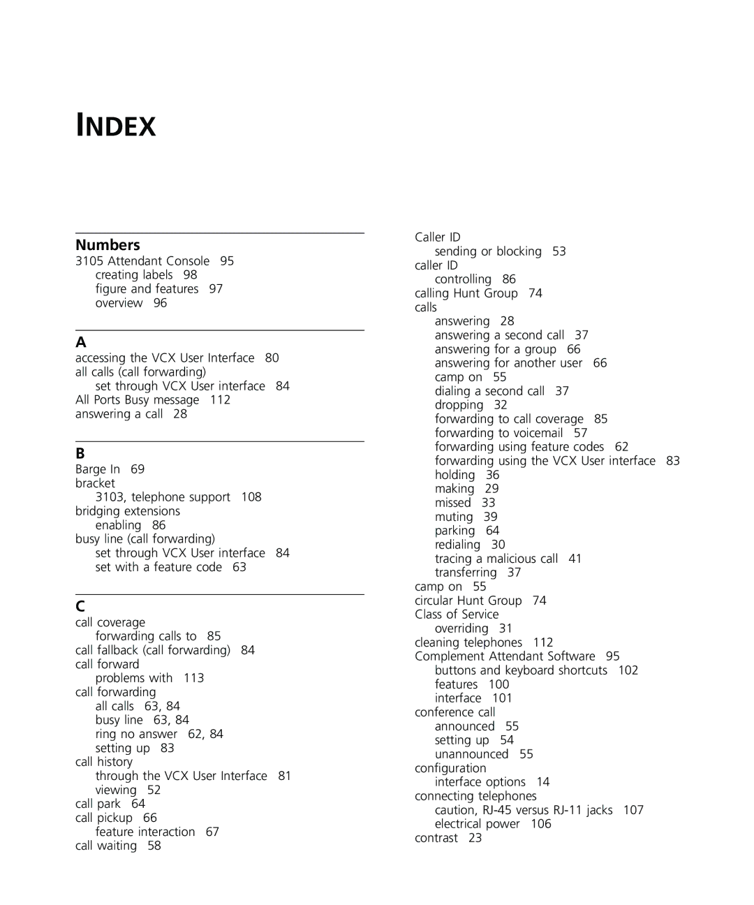 3Com VCX V7000 IP manual Index, Numbers 