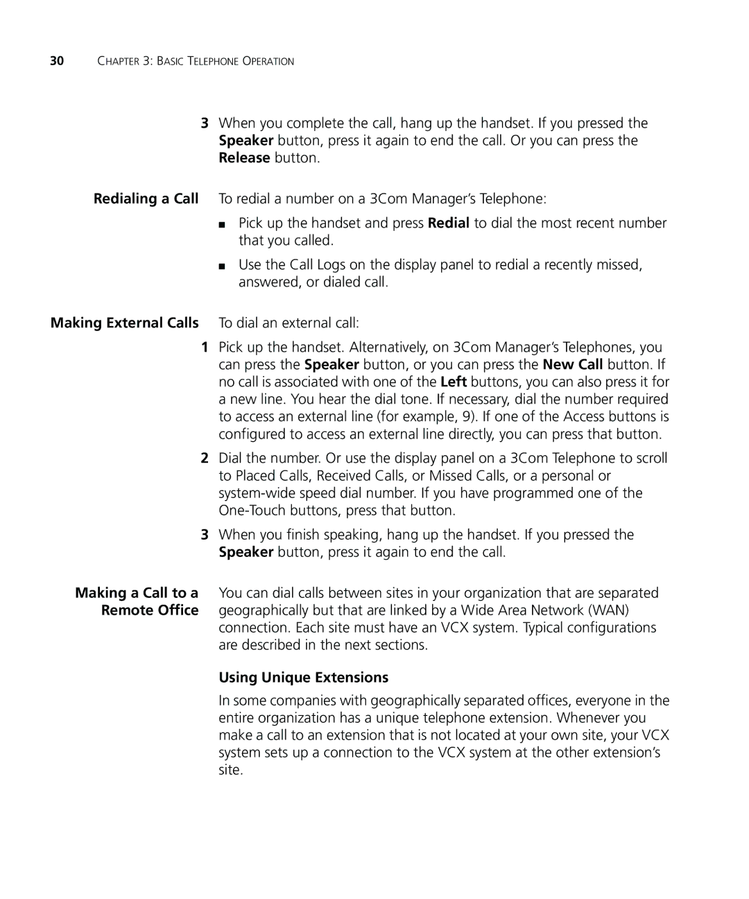 3Com VCX V7000 IP manual Using Unique Extensions 